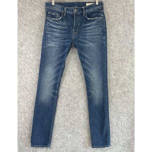 Allsaints Cigarette Skinny Jeans Mens 32x31 Blue Dark Wash Button Fly Stretch - Picture 1 of 15